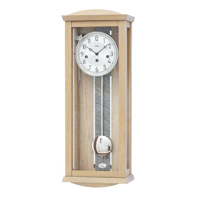 Pendelwanduhr Rumay Holzgehäuse mit Sonoma Oberfläche und Steineinlage 25 x 66 x 14cm Multicolor/Beige