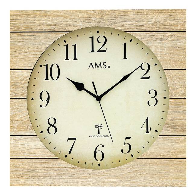 Funk-Wanduhr Chepu Typ A Holzgehäuse 34 x 34 x 5cm Multicolor/Asteiche Dekor