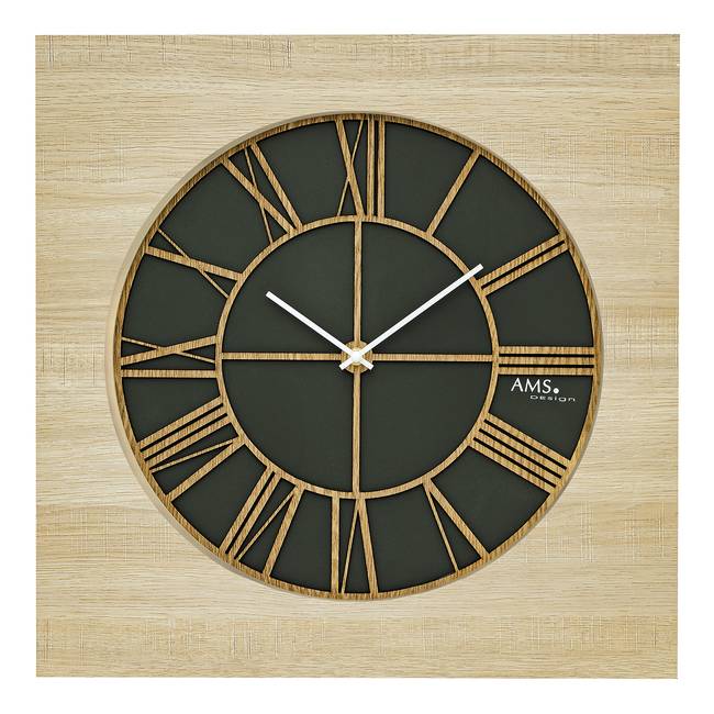 Wanduhr Irai Gelaserte Holzzahlen 50 x 50 x 4cm Multicolor/Creme