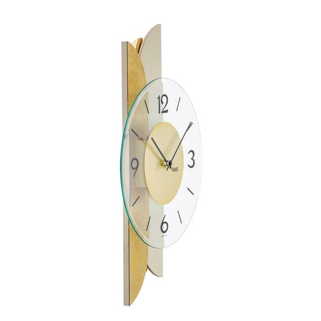 Wanduhr Joia Holzgehäuse mit Messingantikoberfläche 27 x 45 x 6cm Multicolor/Messing