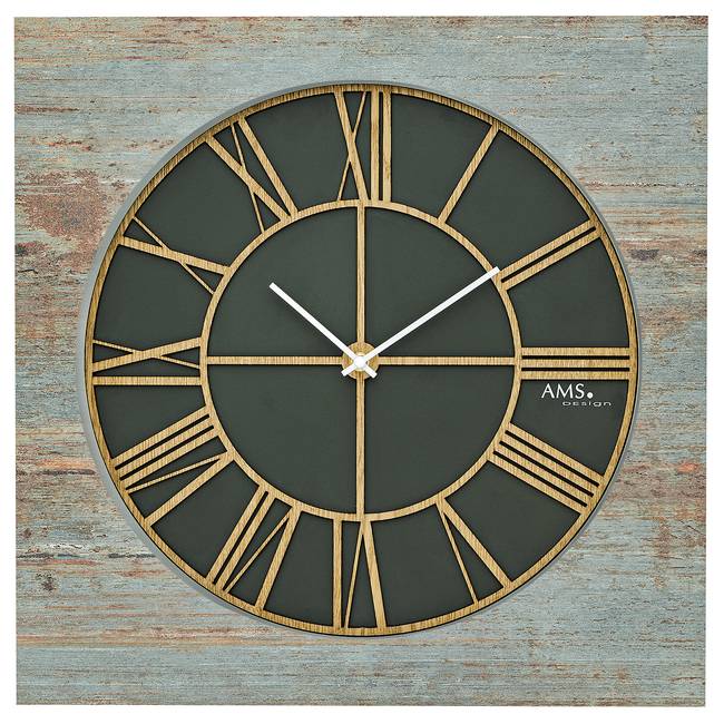 Wanduhr Irai Gelaserte Holzzahlen 50 x 50 x 4cm Multicolor/Grün