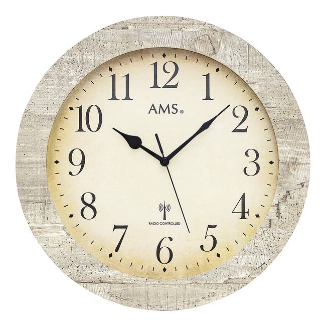 Funk-Wanduhr Neuma Holzgehäuse 35 x 35 x 5cm Multicolor/Steingrau