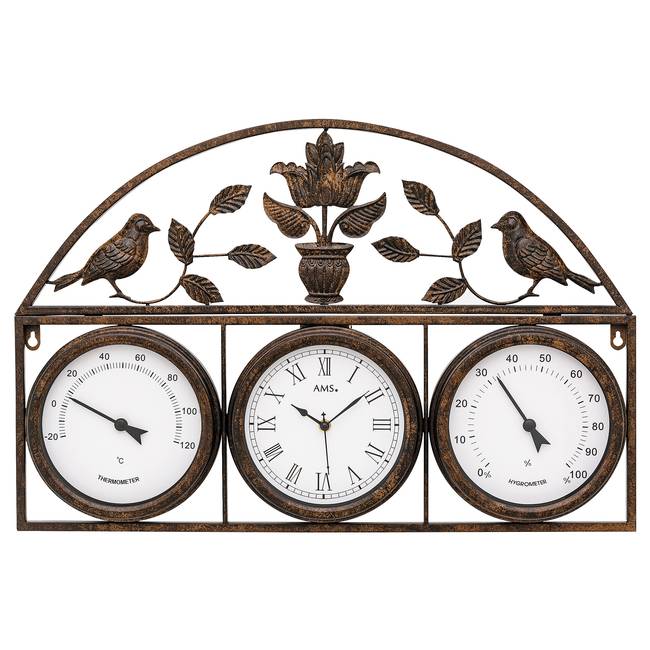 Funk-Wanduhr Reto Metallgehäuse 44 x 66 x 5cm Braun/Antikbraun