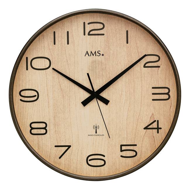 Funk-Wanduhr Pujsa Holzgehäuse 40 x 40 x 5cm Grau/Anthrazit