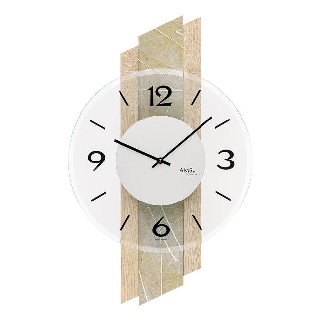 Wanduhr Magro Baumblatt mit Swarovskikristallen 27 x 44 x 6cm Multicolor/Beige