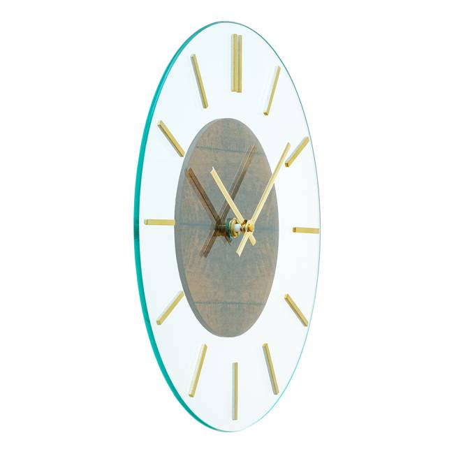 Wanduhr Juti Mineralglas mit aufgelegten Zahlen 30 x 30 x 4cm Multicolor/Braun