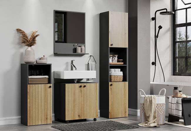 Spiegel Bliss 60cm Grau/Anthrazit Spanplatte, melaminbeschichtet 60cm