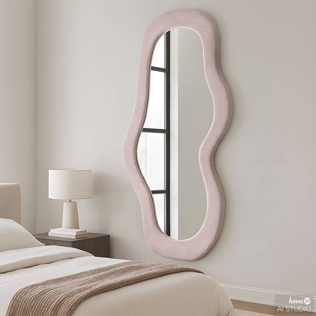 Spiegel Baggetts 75 x 175 x 3cm Pink/Beige/Mauve Samt / MDF Mitteldichte Holzfaserplatte beschichtet 75 x 175 x 3cm