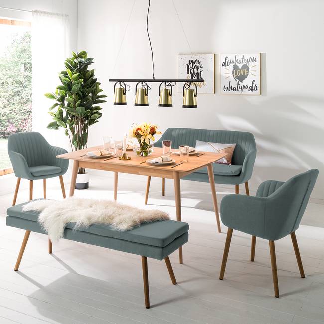 Küchensofa 130 x 85 x 62cm Grün/Mintgrau Webstoff Cors: Mintgrau