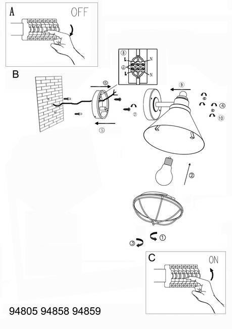 Außenwandleuchte Barrosela 23 x 24 x 22cm Schwarz/Weiß/Schwarz/Kupfer