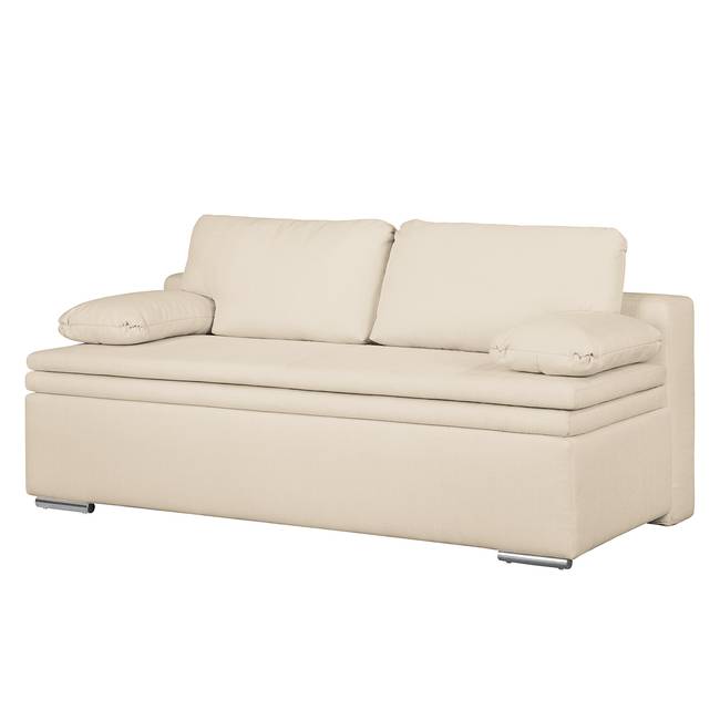 Boxspring-Schlafsofa Goodlow Beige/Hellbeige Webstoff Polia 205 x 76 x 100cm mit Schlaffunktion Modern