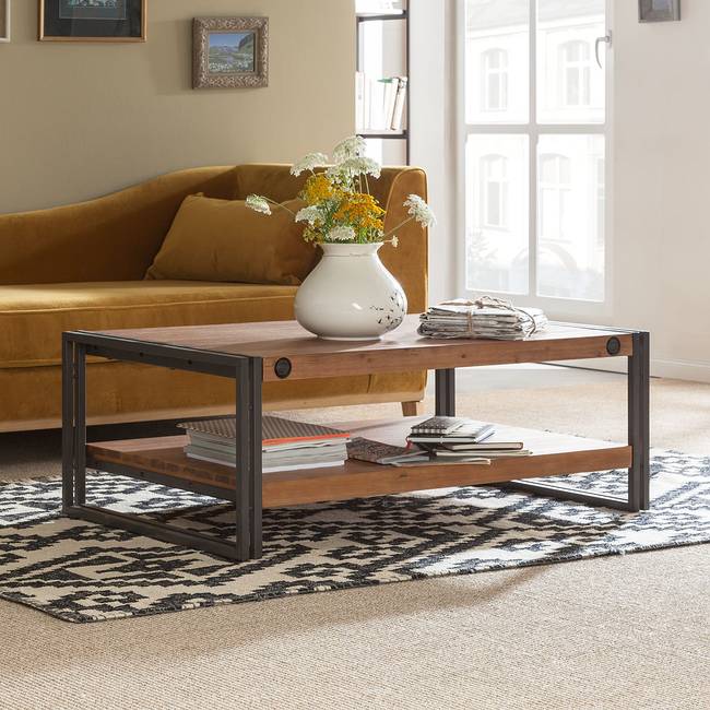 Couchtisch 110 cm mit Ablage 110 x 40 x 70cm Braun