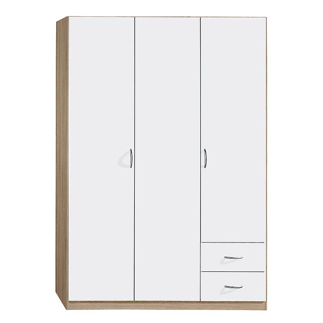 Drehtürenschrank II 91 x 197 x 54cm Braun/Weiß Alpinweiß/Sonoma Eiche Dekor - Schrankbreite: 91 cm - 2-türig - Standard