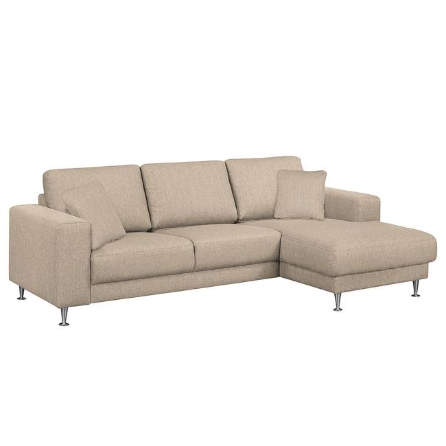 Ecksofa II Strukturstoff Beige/Kaschmir Webstoff 235 x 85 x 150cm Longchair davorstehend rechts Modern