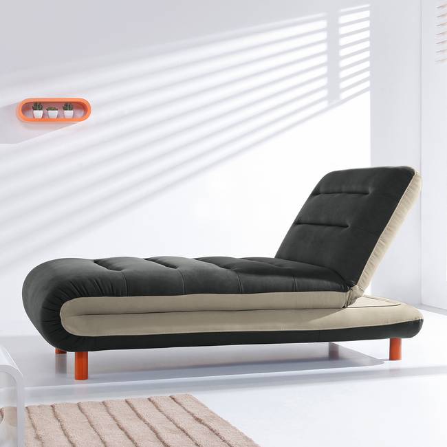 Chaiselongue Webstoff Schwarz/Beige/Schwarz/Cappuccino Webstoff 162 x 88 x 87cm Modern