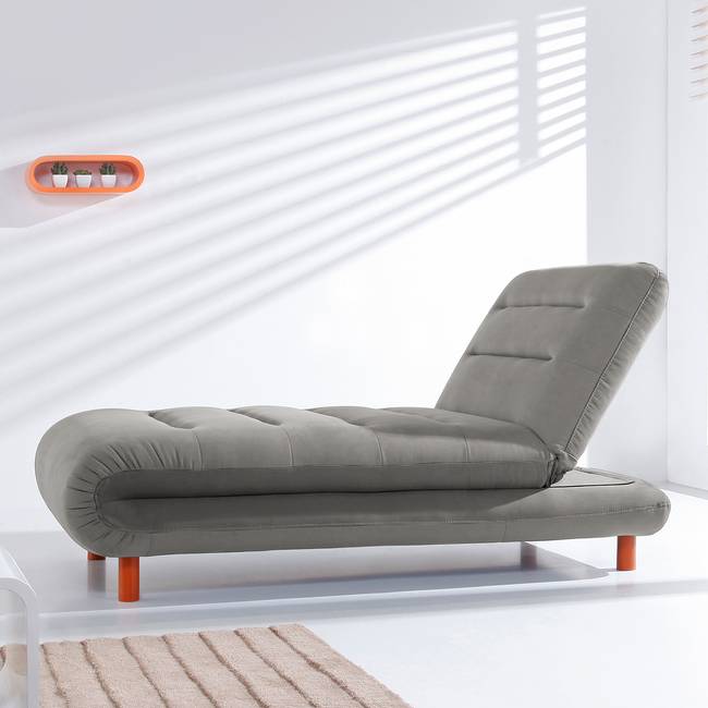 Chaiselongue Webstoff Grau/Grau Webstoff 87 x 88 x 162cm Modern