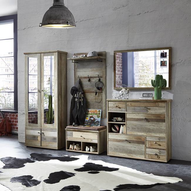 Garderobenbank I 67 x 47 x 40cm Braun/Grau