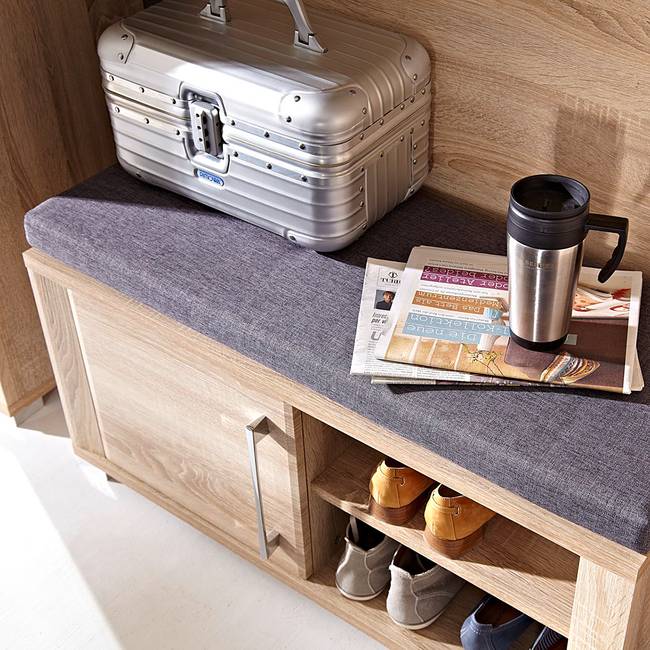 Garderobenbank 90 x 40 x 36cm Beige