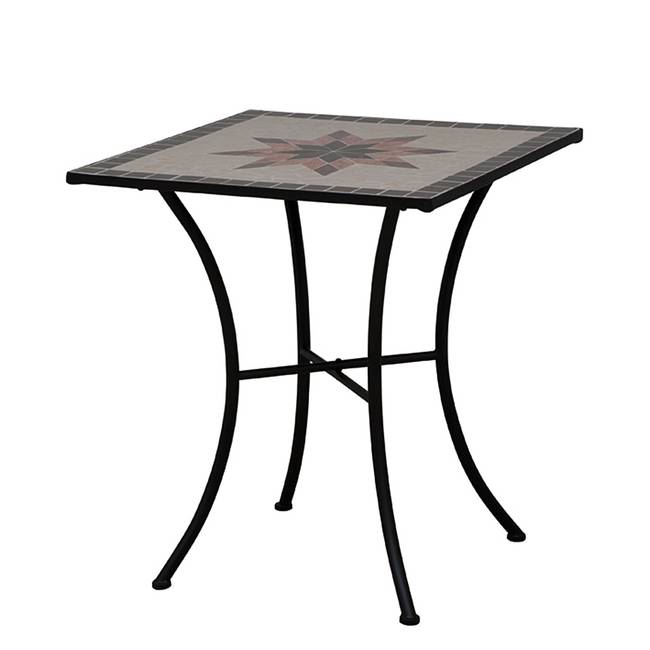 Gartentisch Eisengestell Keramikmosaik 64 x 71 x 64cm Schwarz/Multicolor