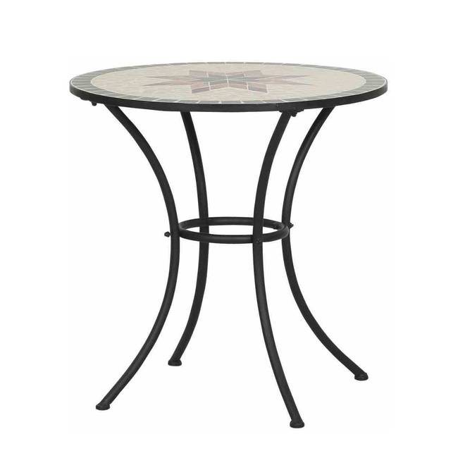 Gartentisch Gestell: Eisen Tischplatte: Keramikmoasik 71cm Schwarz Eisen/Keramik - Schwarz/Mosaik - Durchmesser: 60 cm