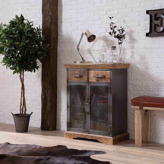 Kommode II 71 x 90 x 42cm Braun/Grau/Beige/Beige