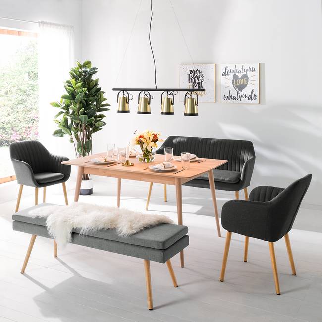 Küchensofa 130 x 85 x 62cm Grau/Dunkelgrau Webstoff Cors: Dunkelgrau