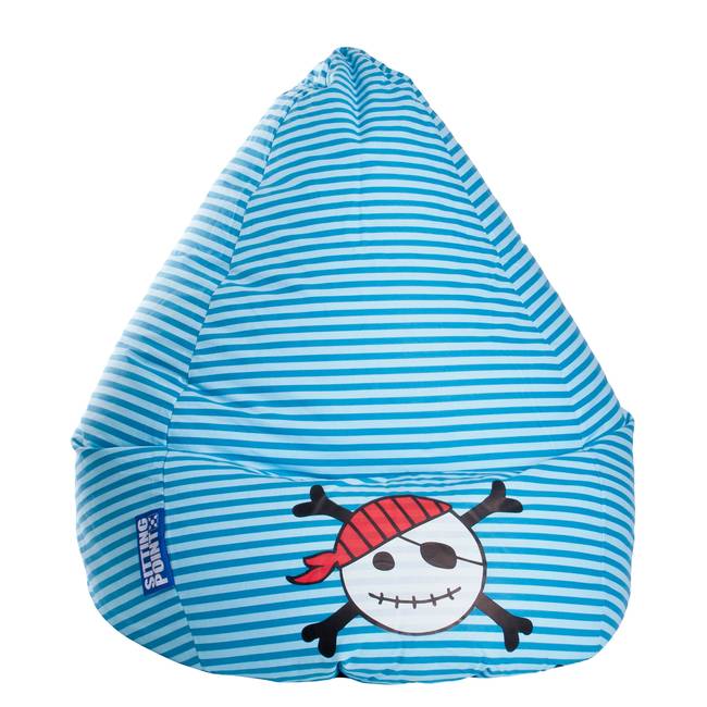 Sitzsack Bean Bag Pirat Blau/Hellblau/Petrol Baumwollstoff 110cm