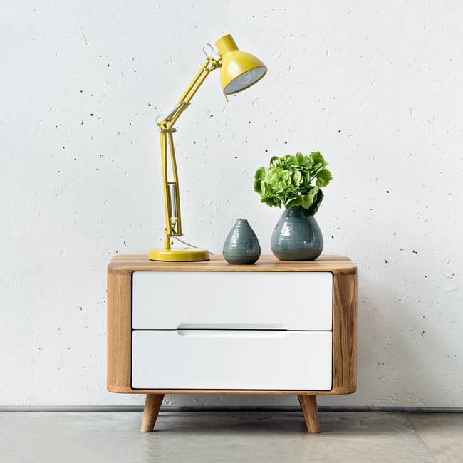 Nachtkommode I 60 x 40 x 42cm Braun/Weiß