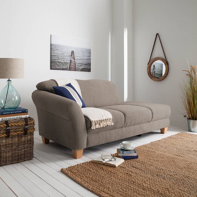 Recamiere Webstoff Braun/Cubanit Webstoff 194 x 84 x 91cm Armlehne davorstehend links Natur