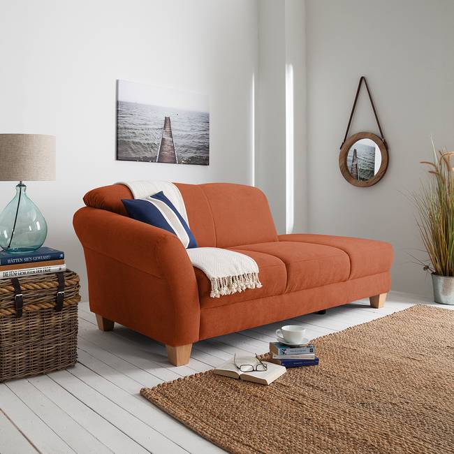 Recamiere Webstoff Braun/Honigbraun Webstoff 194 x 84 x 91cm Armlehne davorstehend links Natur