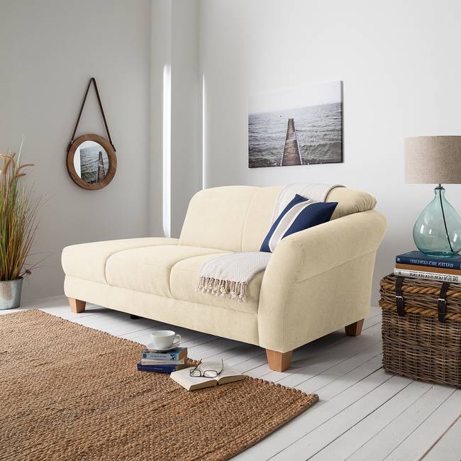 Recamiere Webstoff Beige/Creme Webstoff 194 x 84 x 91cm Armlehne davorstehend rechts Natur