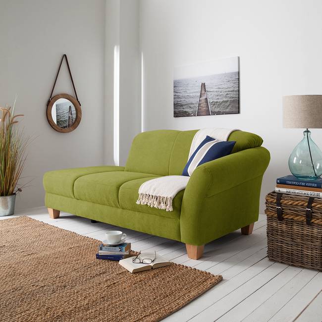 Recamiere Webstoff Grün/Grasgrün Webstoff 194 x 84 x 91cm Armlehne davorstehend rechts Natur