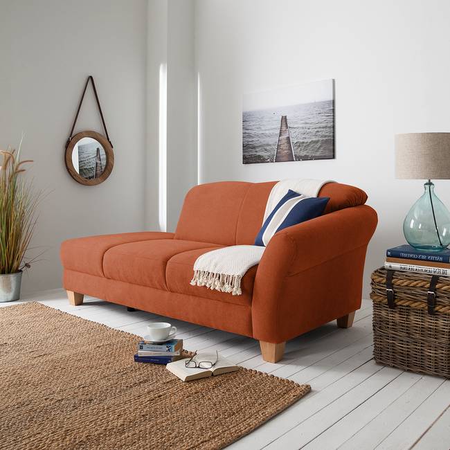 Recamiere Webstoff Braun/Honigbraun Webstoff 194 x 84 x 91cm Armlehne davorstehend rechts Natur