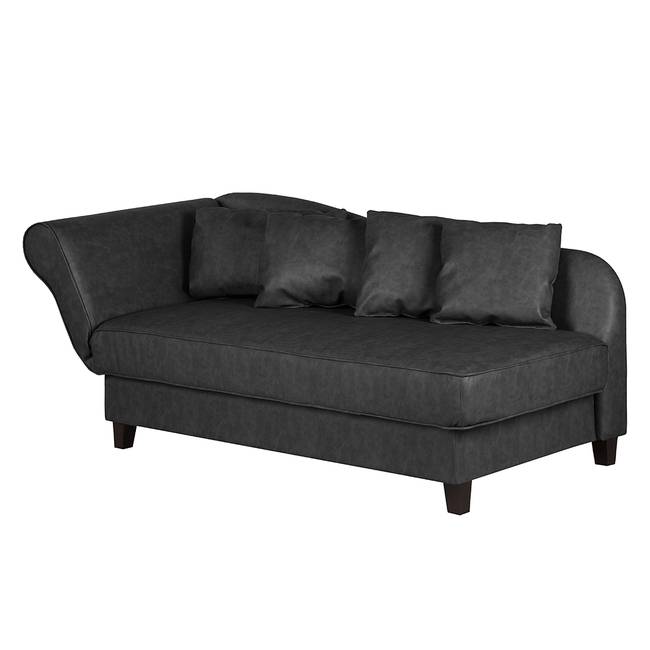 Recamiere Kunstleder Grau/Anthrazit Kunstleder 193 x 82 x 91cm Armlehne davorstehend links Landhaus