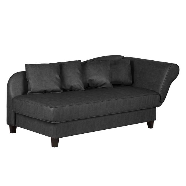 Recamiere Kunstleder Grau/Anthrazit Kunstleder 193 x 82 x 91cm Armlehne davorstehend rechts Landhaus