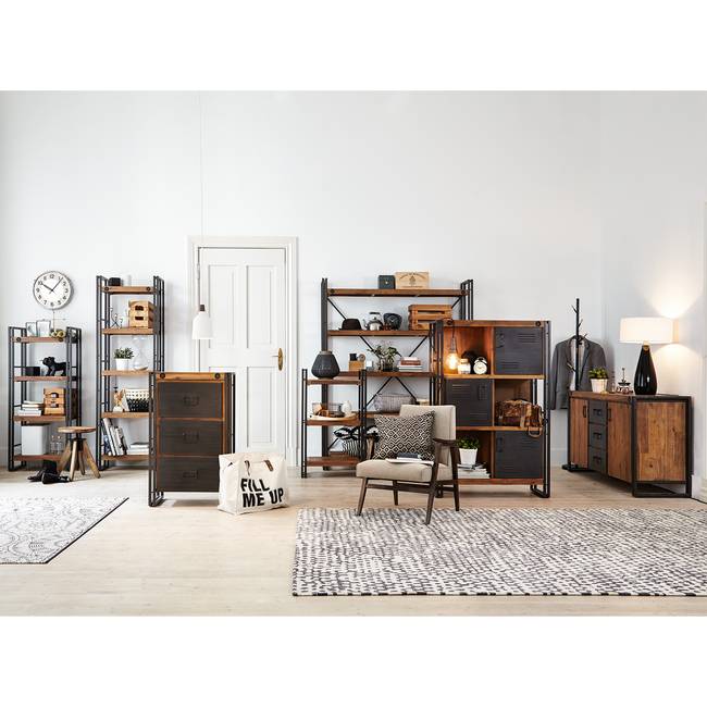 Hochkommode 90 x 140 x 35cm Braun/Akazie