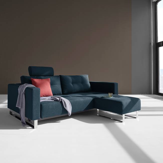 Schlafsofa II Webstoff Blau Stoff Mixed Dance 230 x 70 x 115cm Skandi