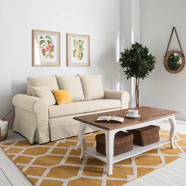 Schlafsofa Larmond Beige/Kaschmir Webstoff Polia 165cm Landhaus