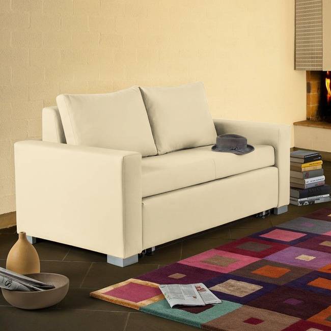 Schlafsofa Basic Beige Kunstleder Koda 193cm mit Schlaffunktion Modern