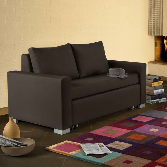 Schlafsofa Basic Braun Kunstleder Koda 173cm mit Schlaffunktion Modern