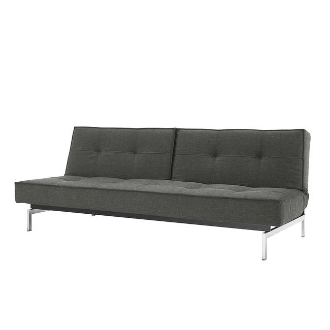 Schlafsofa Splitback V Grau/Dunkelgrau Webstoff 210 x 79 x 96cm Retro
