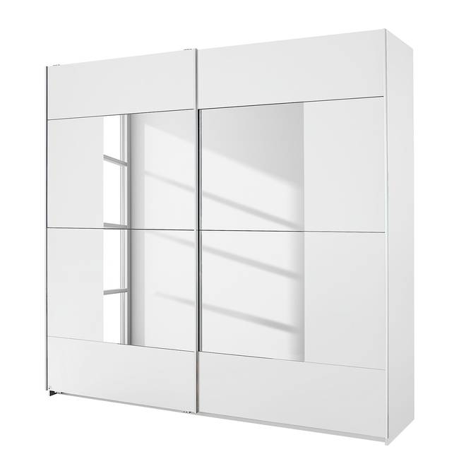 Schwebetürenschrank Crato 261cm Weiß/Alpinweiß/Spiegelglas