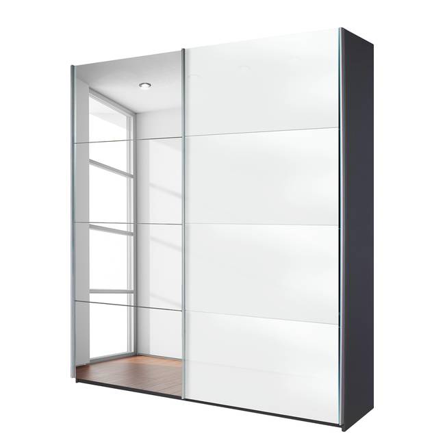 Schwebetürenschrank Spiegel 181 x 230cm Grau/Weiß 1 Spiegeltür