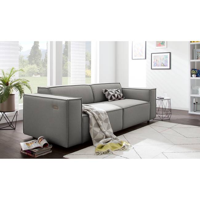 2-Sitzer Sofa Grau/Graubraun Webstoff Osta 189 x 70 x 96cm Sitztiefenverstellung Modern