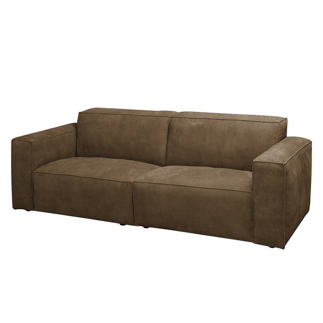 3-Sitzer Sofa Braun/Braun Echtleder Kena 240 x 75 x 96cm Industrial