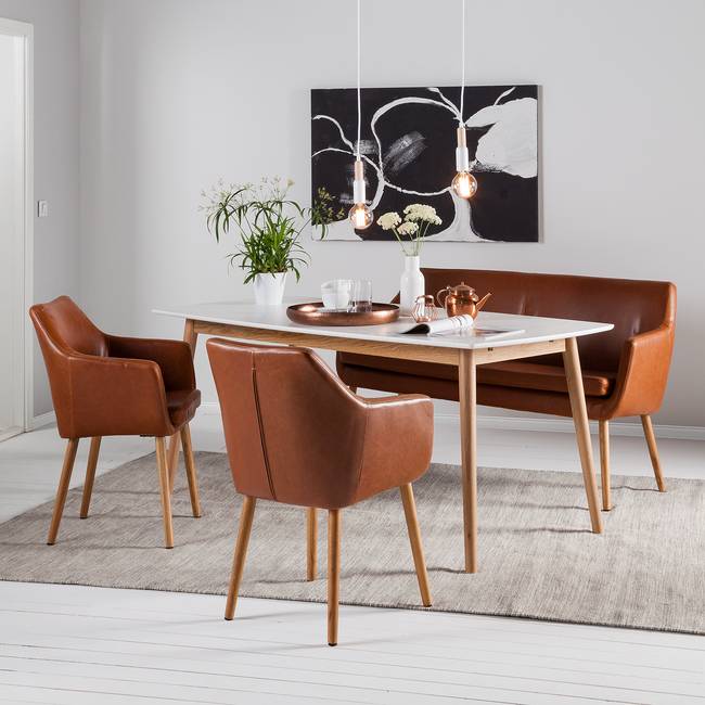 Küchensofa 159 x 86 x 56cm Braun/Vintage Braun Kunstleder Aken: Vintage Cognac