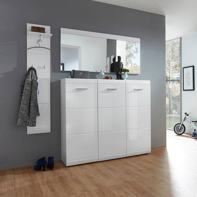 Spiegel 134 x 63 x 3cm Weiß/Hochglanz Weiß MDF Mitteldichte Holzfaserplatte , foliert 134 x 63 x 3cm