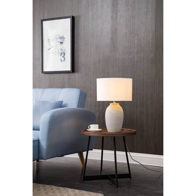 Tischleuchte Lanta Ø 32cm Weiß/Weiß Leinen E27