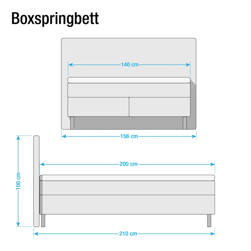 Boxspringbett Hedensted | Grau