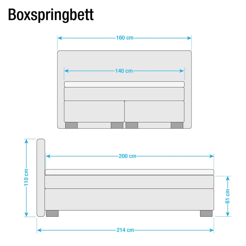Boxspringbett Loimaa | Grau